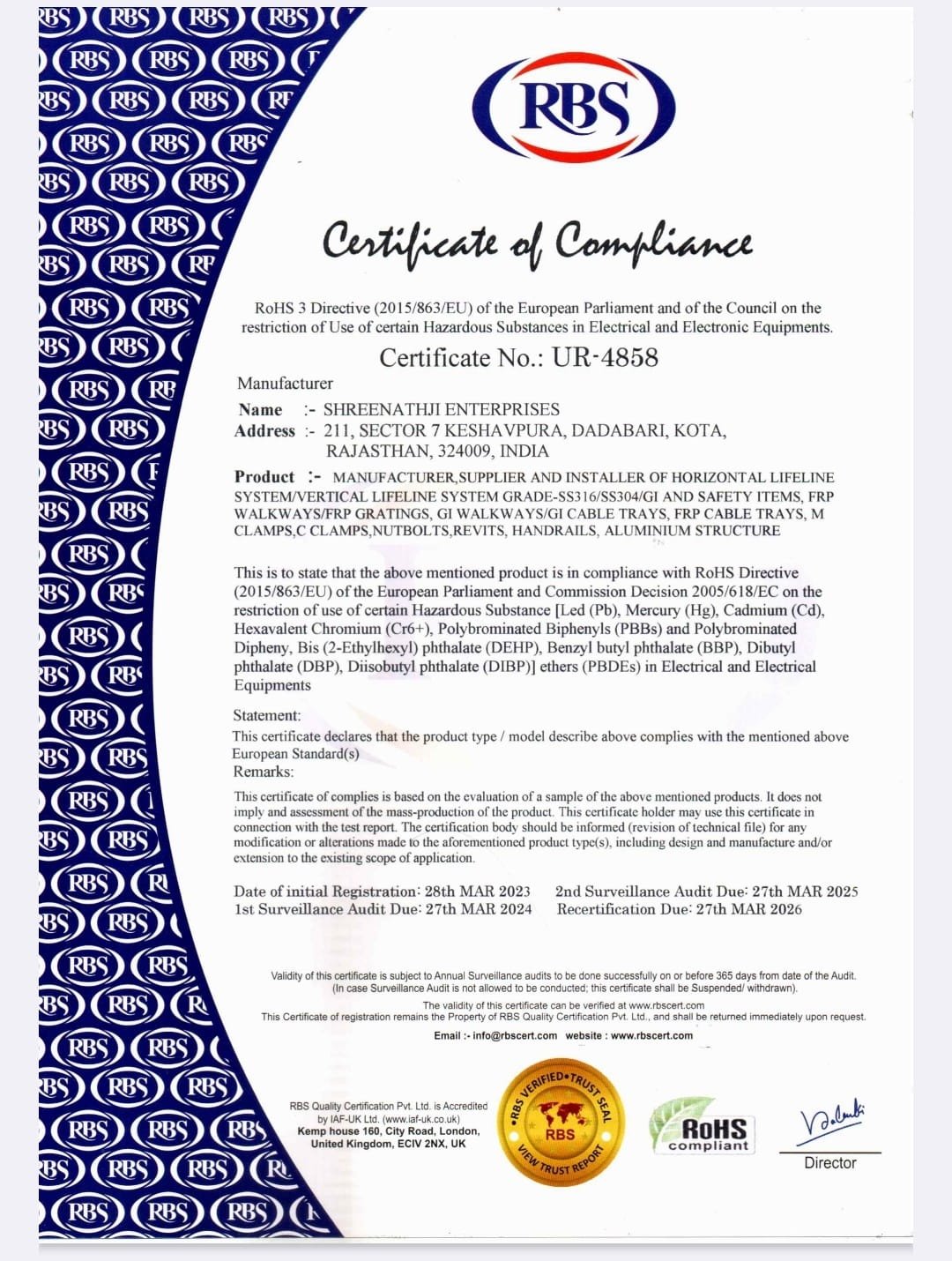 Shreenathji Enterprises certification 5