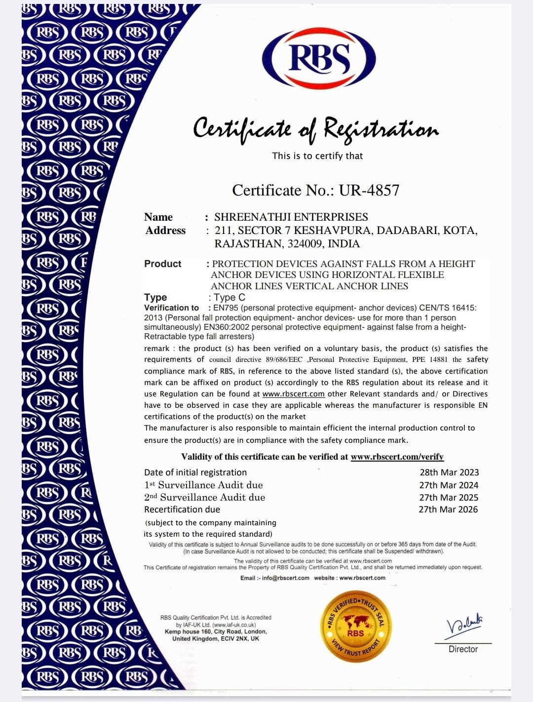 Shreenathji Enterprises certification 3